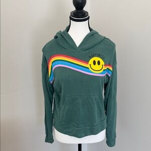 Green Kids Hoodie with Rainbow Design